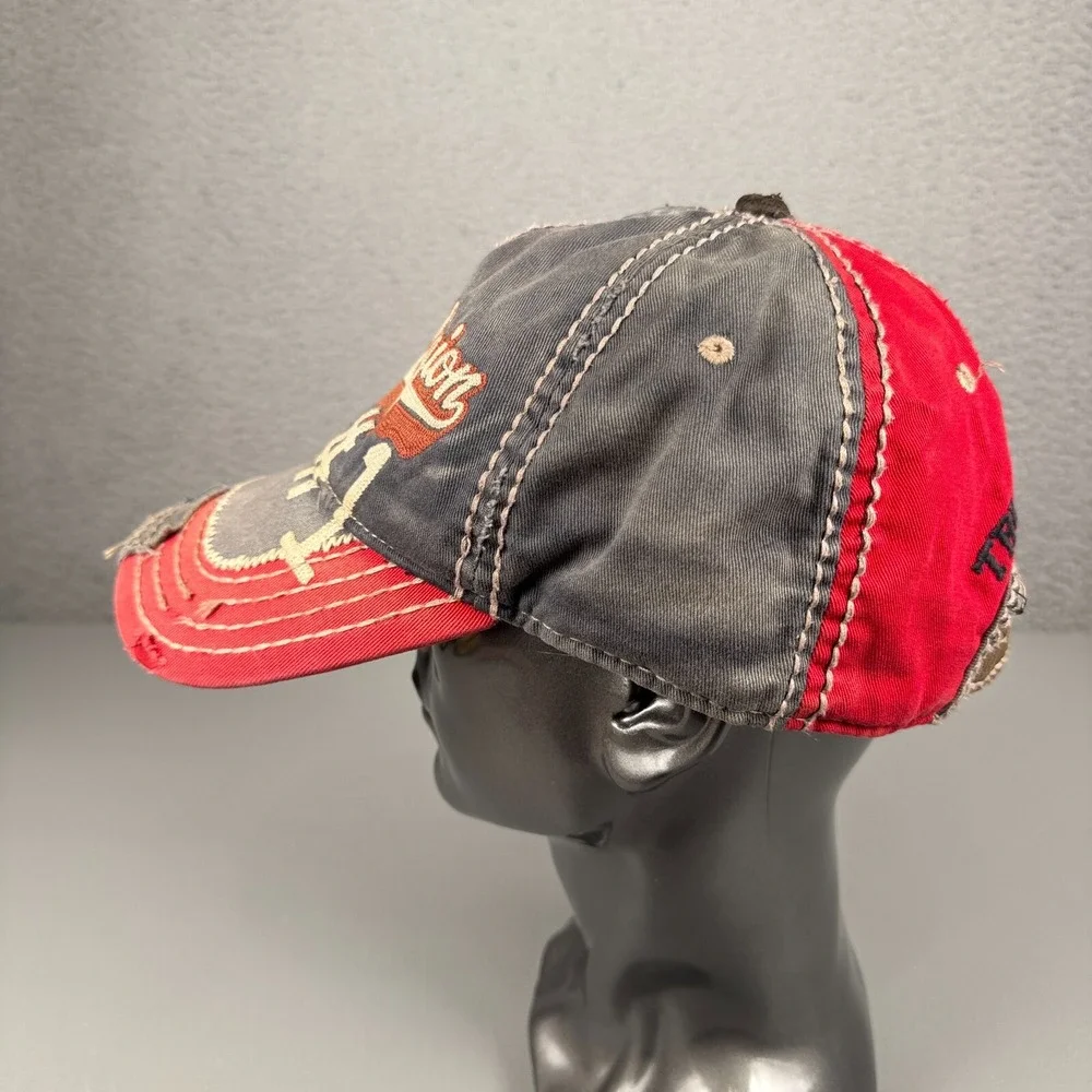 VTG True Religion‎ Hat Mens Gray Distressed Y2K Buddha Logo Baseball Cap